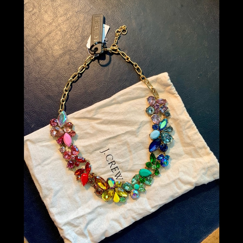J. Crew multicolor gemstone floral necklace- NWT - Picture 1 of 5